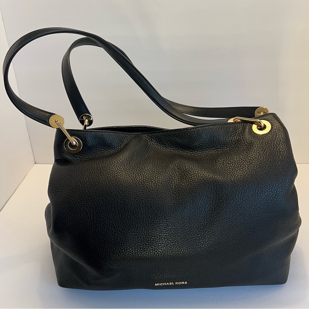 Michael Kors Black Pebbled Leather Shoulder Bag Large Purse LIKE NEW